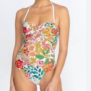 Johnny Was Milo Twist Bra One Piece Multicolor Floral Swimsuit Small